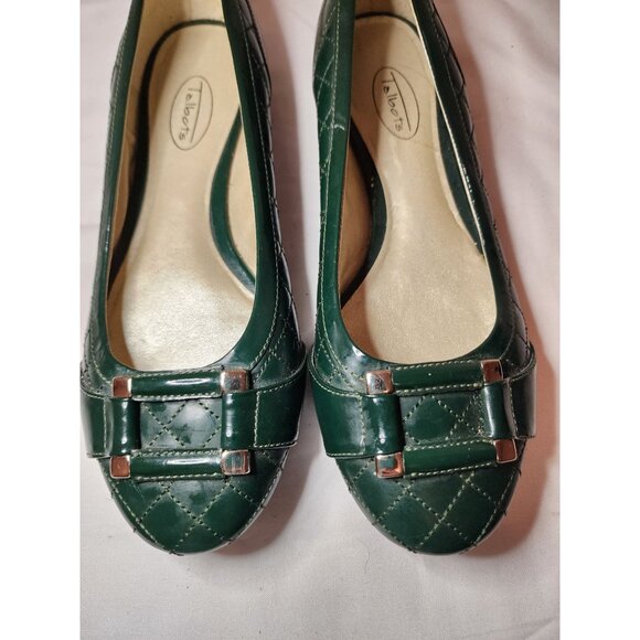 Talbots Green Quilted Dressy Comfort Ballerina Ballet Flats Sz:7.5-US - Picture 2 of 8